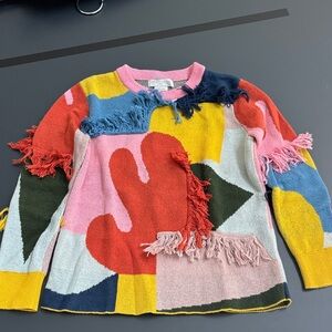Stella McCartney Kids Multicolor Fringe Patchwork Sweater